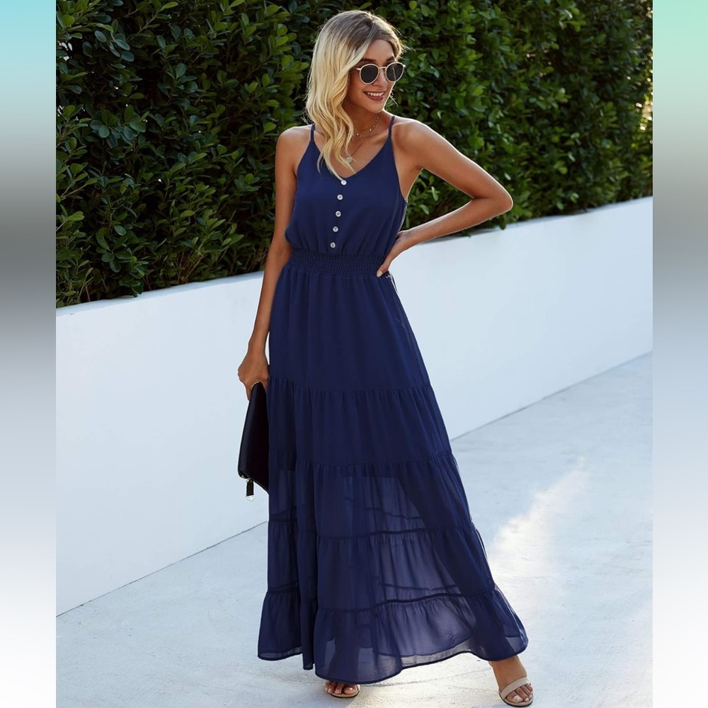 NWOT. PRETTYGARDEN Women's Casual Summer Dress Spaghetti Strap Beach Maxi